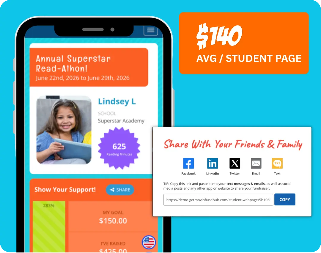 Fundraising Student Webpages Preview