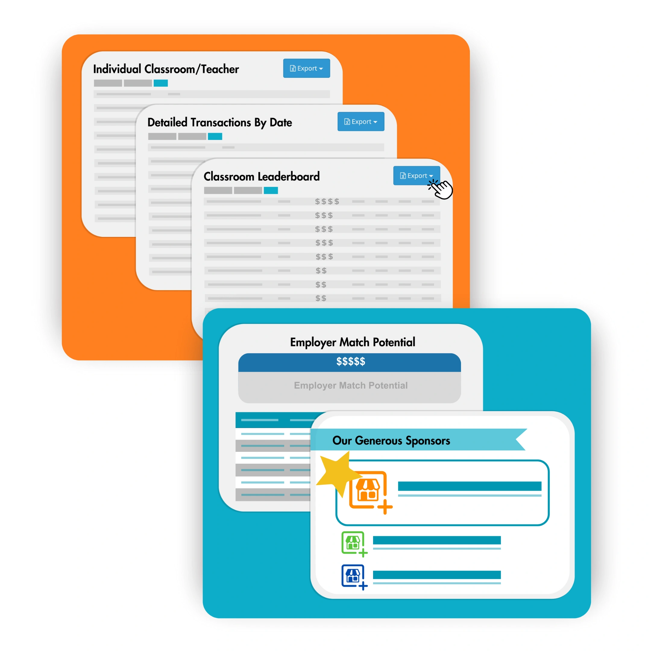 Fundraising reports and sponsor showcase in FundHub